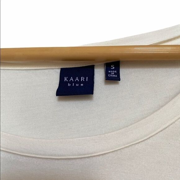 KAARI Ivory Pleated Peplum Bottom Blouse Small - Picture 4 of 5